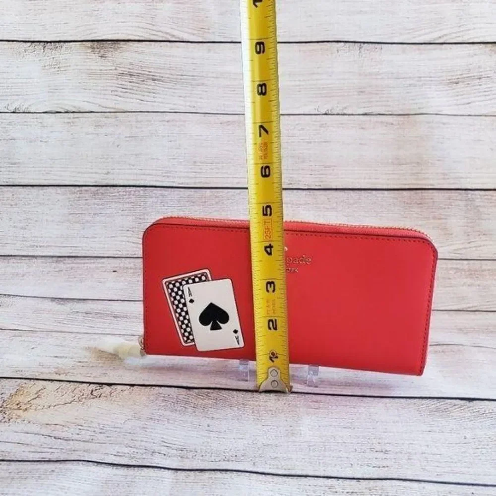 Kate Spade Lucky Draw Large Continental Zip Around Leather Wallet Casino Theme